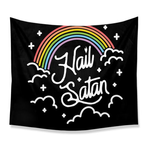 Hail Satan Rainbow Tapestry